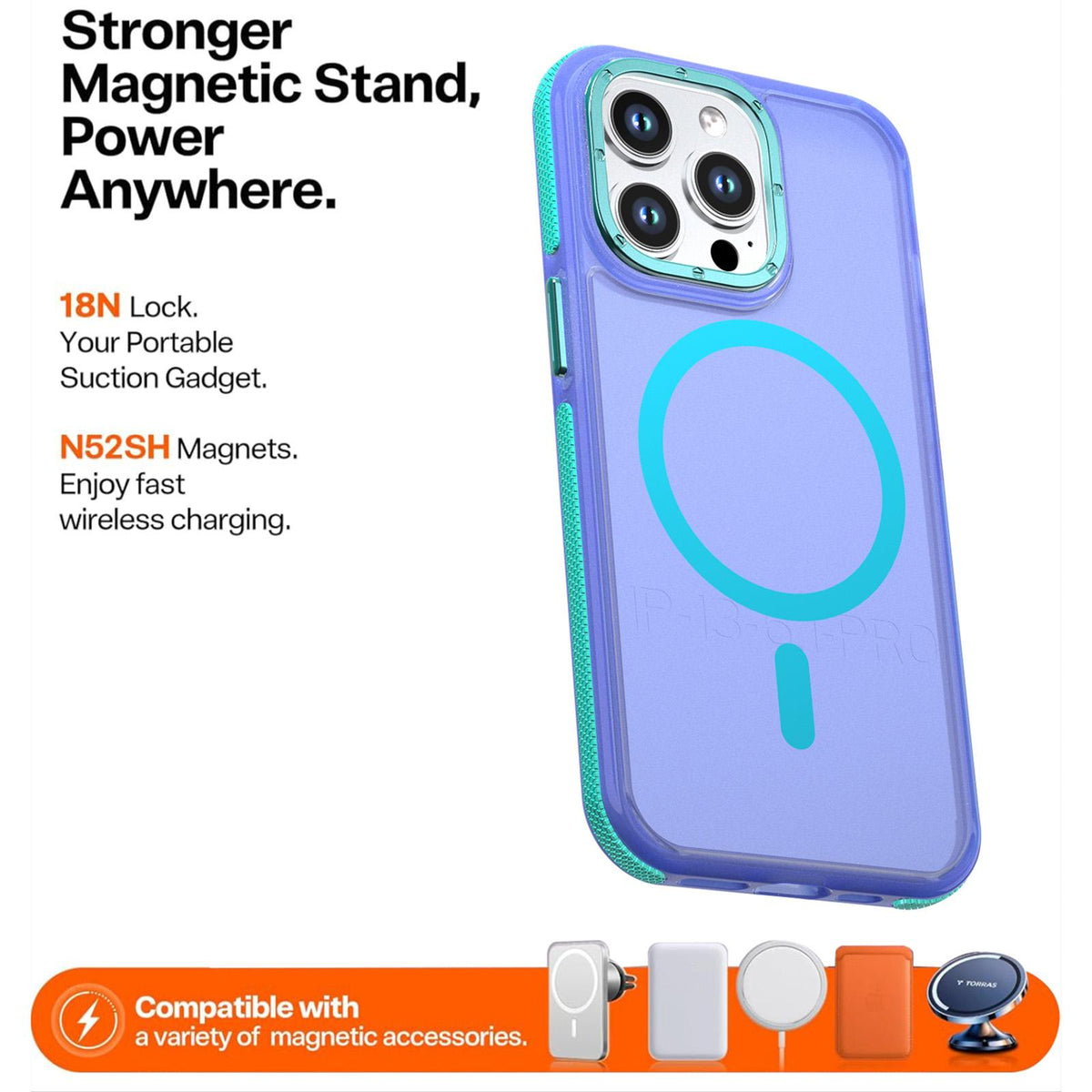 For iPhone 13 Pro Two-tone Contrast Magnetic Phone Case - Blue - EDA009981512B