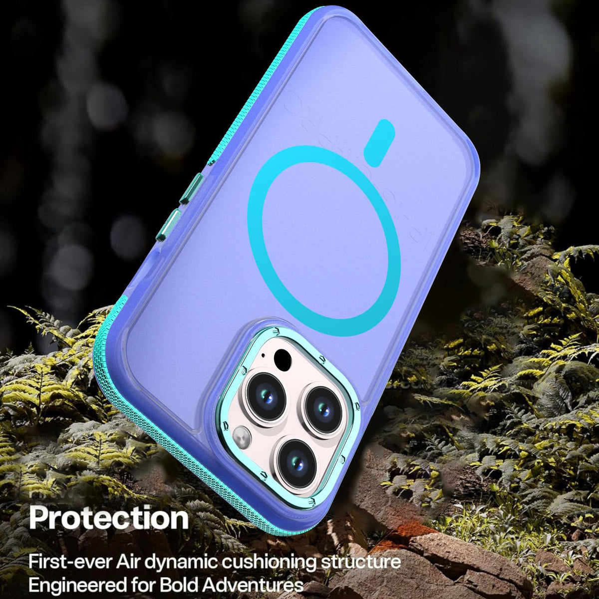 For iPhone 13 Pro Two-tone Contrast Magnetic Phone Case - Blue - EDA009981512B