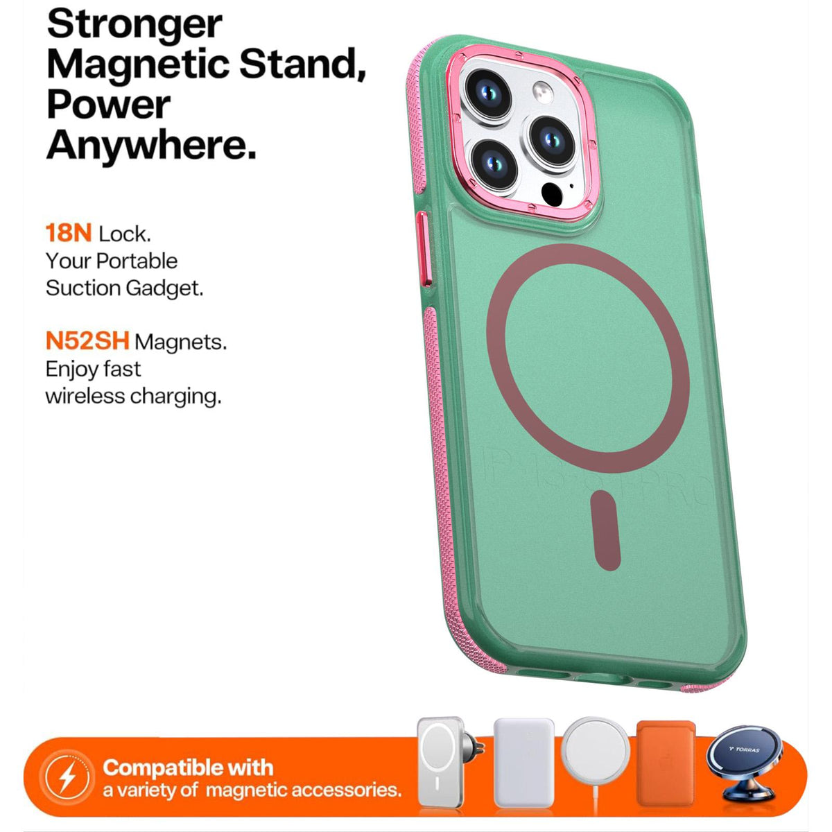 For iPhone 13 Pro Two-tone Contrast Magnetic Phone Case - Green - EDA009981512C