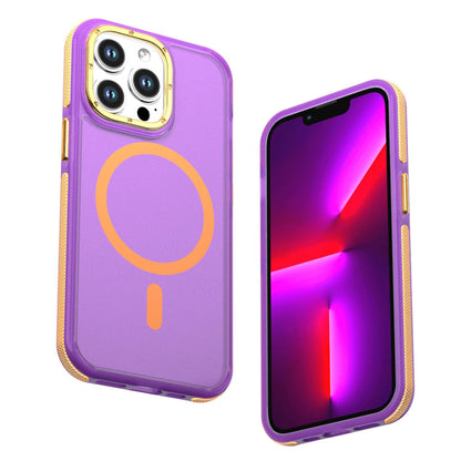 For iPhone 13 Pro Two-tone Contrast Magnetic Phone Case - Purple - EDA009981512D