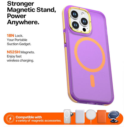 For iPhone 13 Pro Two-tone Contrast Magnetic Phone Case - Purple - EDA009981512D