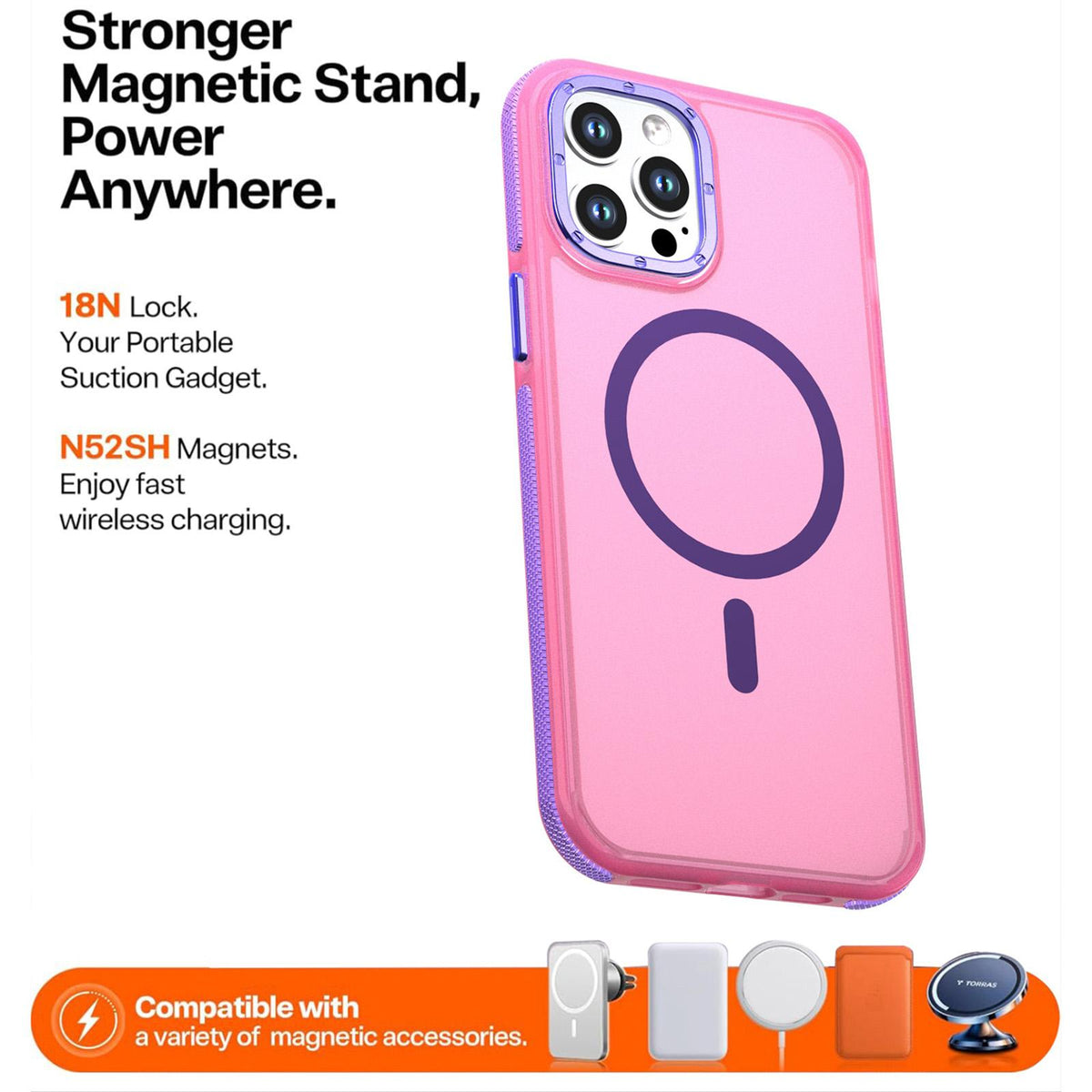 For iPhone 12 Pro Max Two-tone Contrast Magnetic Phone Case - Pink - EDA009981513A