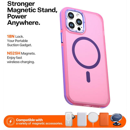 For iPhone 12 Pro Max Two-tone Contrast Magnetic Phone Case - Pink - EDA009981513A