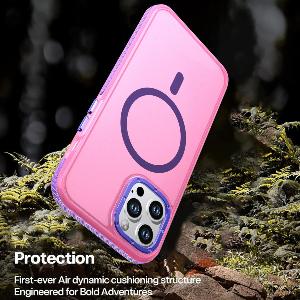 For iPhone 12 Pro Max Two-tone Contrast Magnetic Phone Case - Pink - EDA009981513A