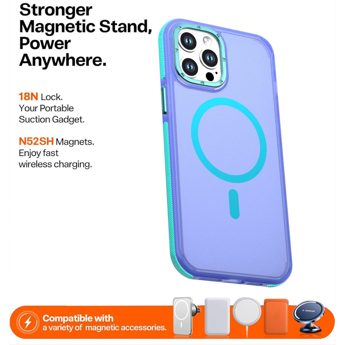 For iPhone 12 Pro Max Two-tone Contrast Magnetic Phone Case - Blue - EDA009981513B