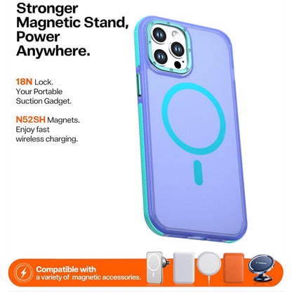 For iPhone 12 Pro Max Two-tone Contrast Magnetic Phone Case - Blue - EDA009981513B