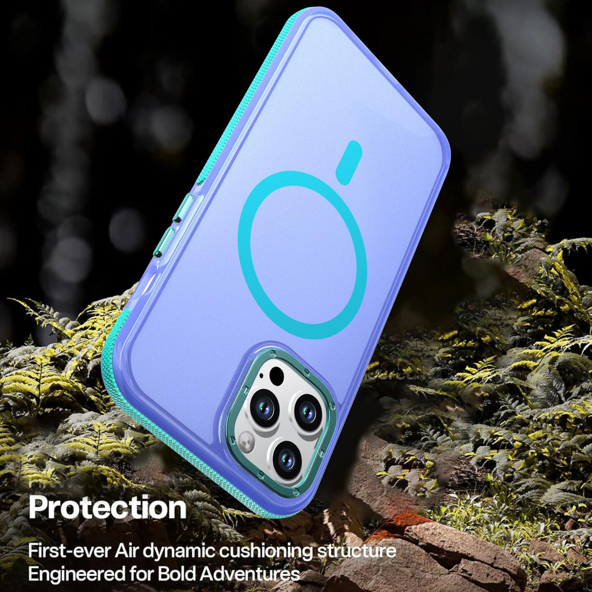 For iPhone 12 Pro Max Two-tone Contrast Magnetic Phone Case - Blue - EDA009981513B