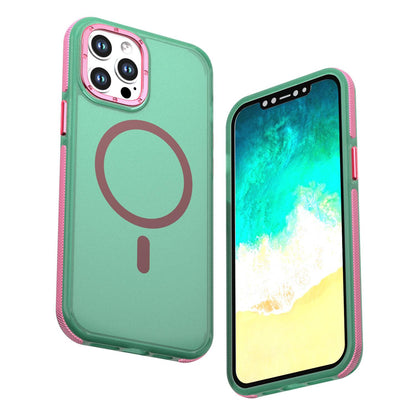 For iPhone 12 Pro Max Two-tone Contrast Magnetic Phone Case - Green - EDA009981513C