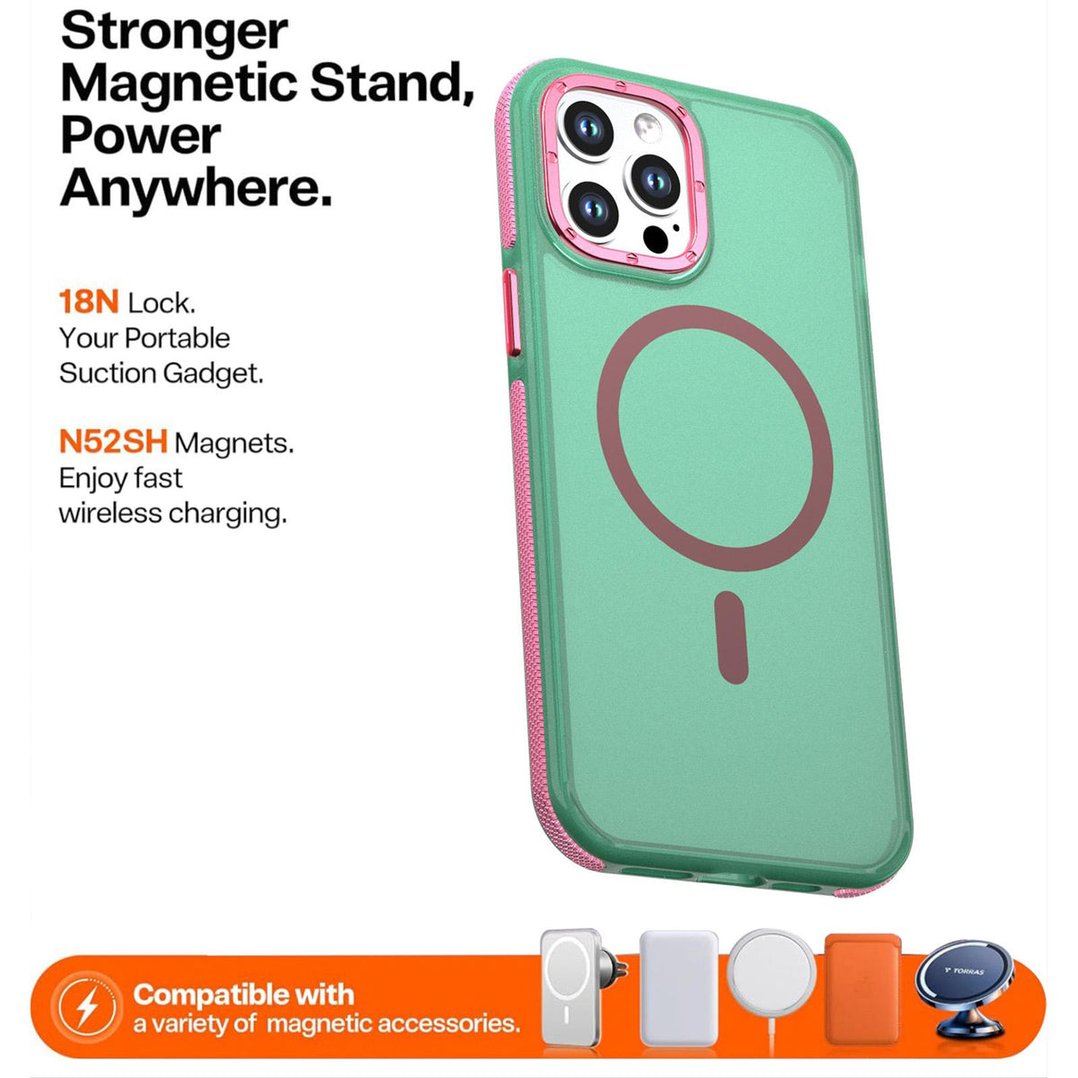 For iPhone 12 Pro Max Two-tone Contrast Magnetic Phone Case - Green - EDA009981513C