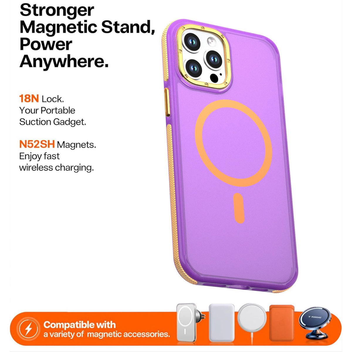 For iPhone 12 Pro Max Two-tone Contrast Magnetic Phone Case - Purple - EDA009981513D