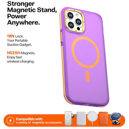 For iPhone 12 Pro Max Two-tone Contrast Magnetic Phone Case - Purple - EDA009981513D