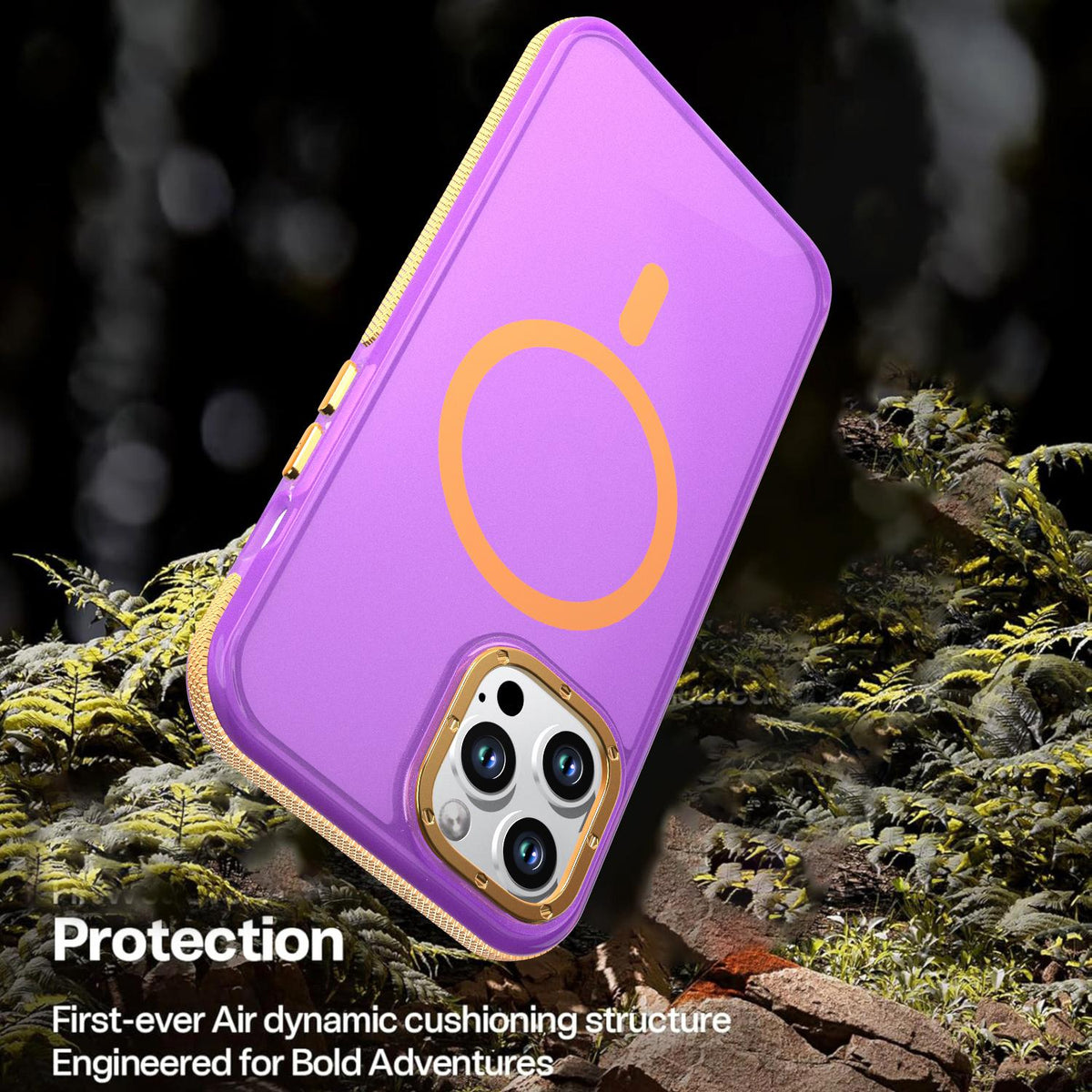 For iPhone 12 Pro Max Two-tone Contrast Magnetic Phone Case - Purple - EDA009981513D