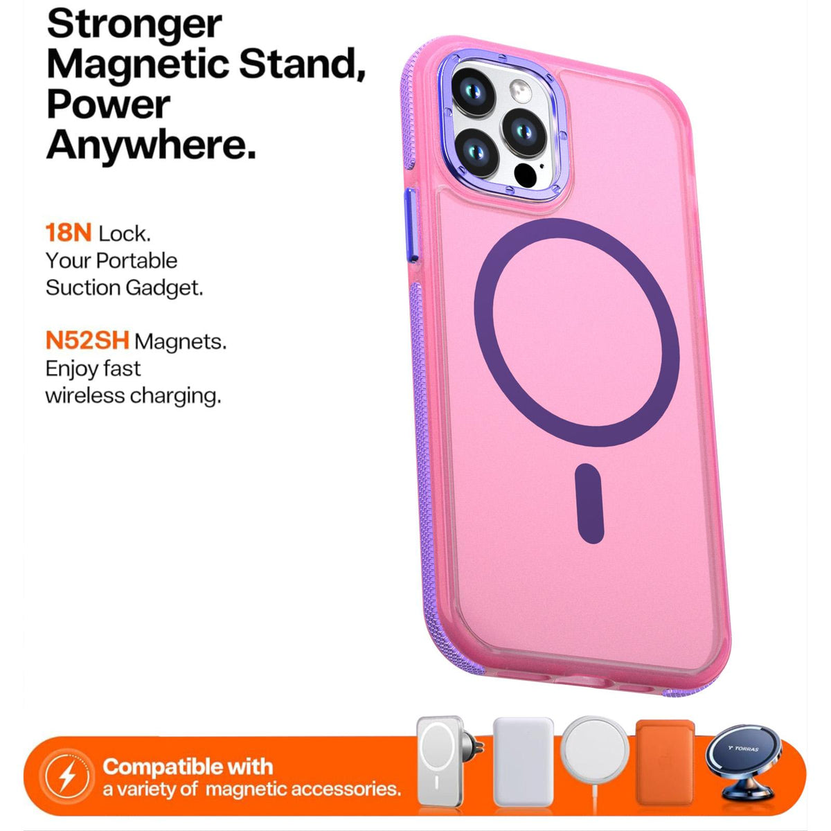 For iPhone 12 / 12 Pro Two-tone Contrast Magnetic Phone Case - Pink - EDA009981514A