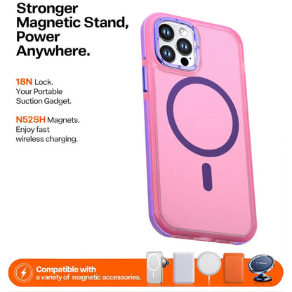 For iPhone 12 / 12 Pro Two-tone Contrast Magnetic Phone Case - Pink - EDA009981514A