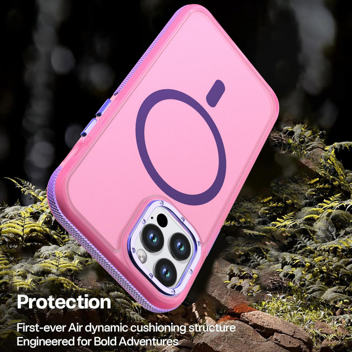 For iPhone 12 / 12 Pro Two-tone Contrast Magnetic Phone Case - Pink - EDA009981514A