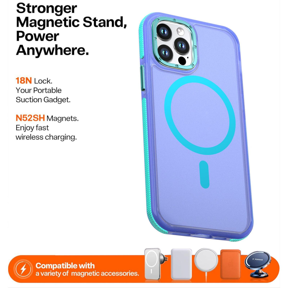 For iPhone 12 / 12 Pro Two-tone Contrast Magnetic Phone Case - Blue - EDA009981514B
