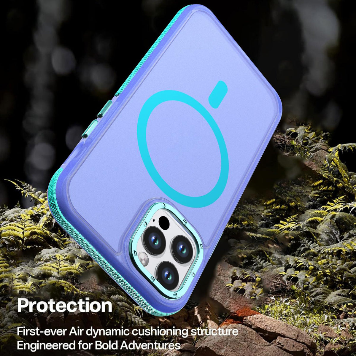 For iPhone 12 / 12 Pro Two-tone Contrast Magnetic Phone Case - Blue - EDA009981514B