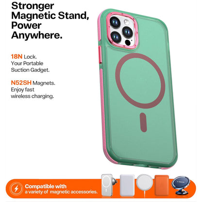 For iPhone 12 / 12 Pro Two-tone Contrast Magnetic Phone Case - Green - EDA009981514C
