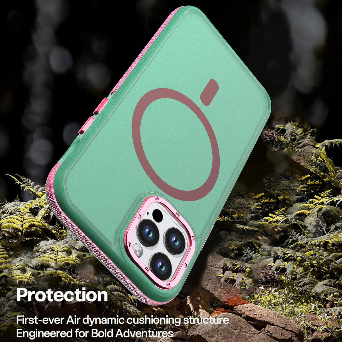 For iPhone 12 / 12 Pro Two-tone Contrast Magnetic Phone Case - Green - EDA009981514C
