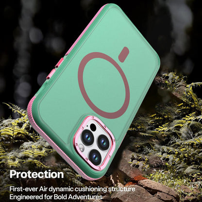 For iPhone 12 / 12 Pro Two-tone Contrast Magnetic Phone Case - Green - EDA009981514C
