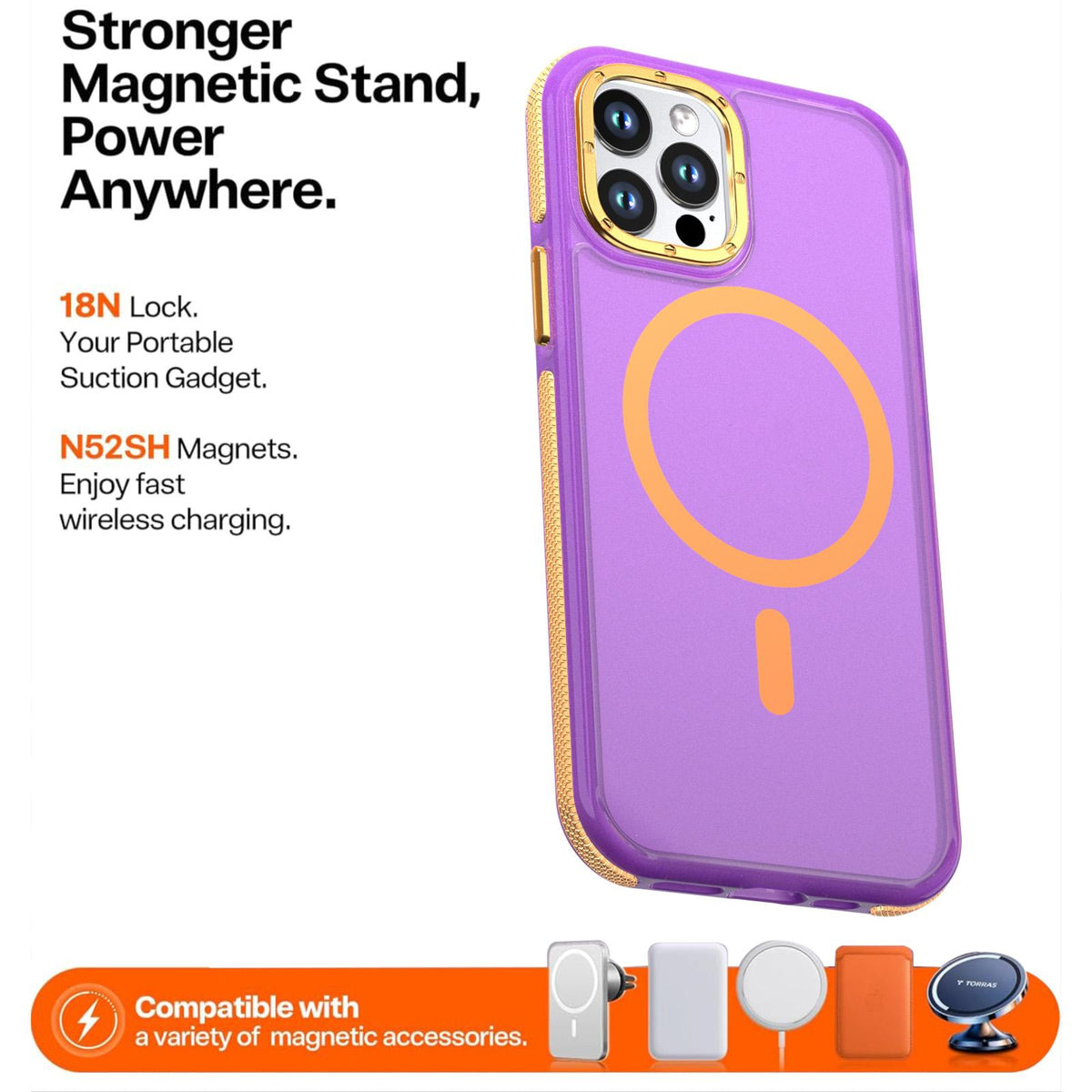 For iPhone 12 / 12 Pro Two-tone Contrast Magnetic Phone Case - Purple - EDA009981514D