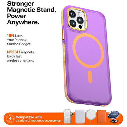 For iPhone 12 / 12 Pro Two-tone Contrast Magnetic Phone Case - Purple - EDA009981514D