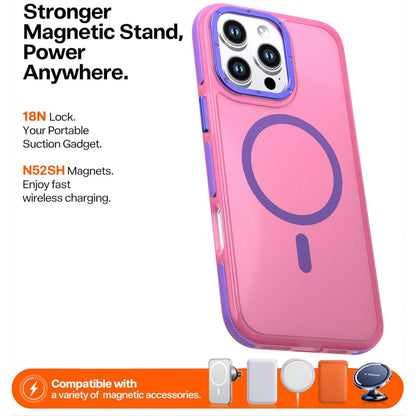 For iPhone 16 Pro Max Two-tone Contrast Magnetic Phone Case - Pink - EDA009981515A