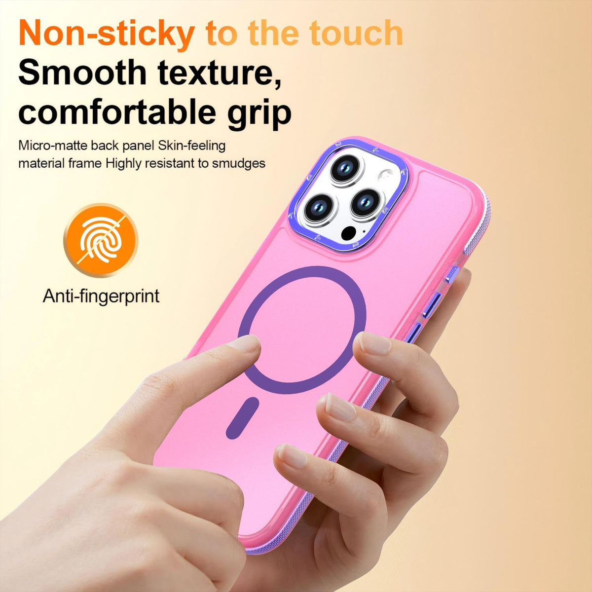 For iPhone 16 Pro Max Two-tone Contrast Magnetic Phone Case - Pink - EDA009981515A