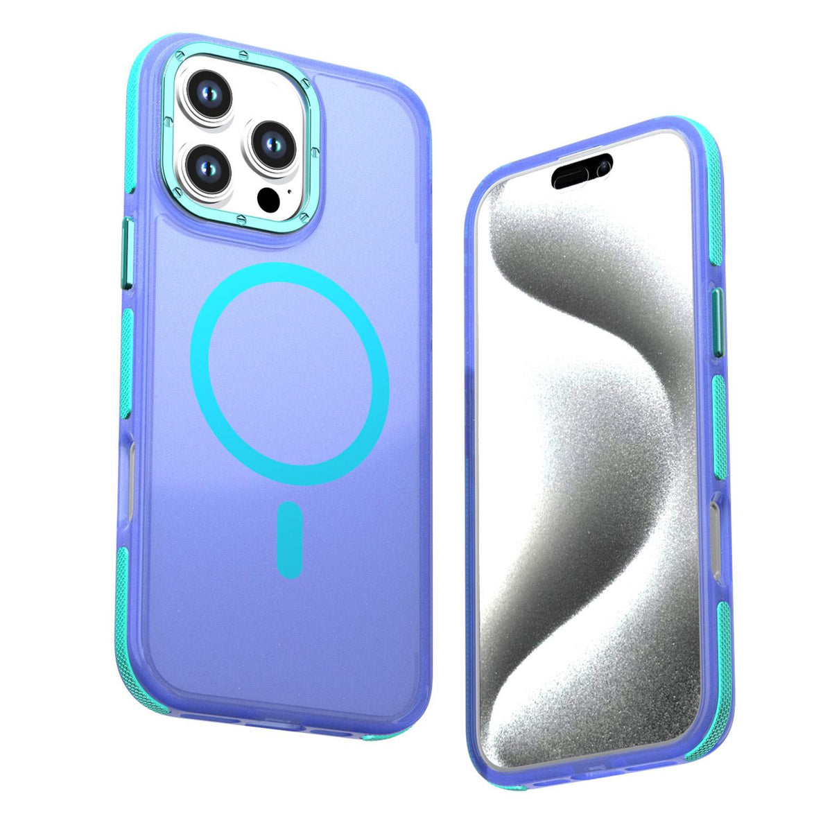 For iPhone 16 Pro Max Two-tone Contrast Magnetic Phone Case - Blue - EDA009981515B