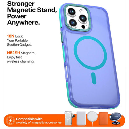 For iPhone 16 Pro Max Two-tone Contrast Magnetic Phone Case - Blue - EDA009981515B