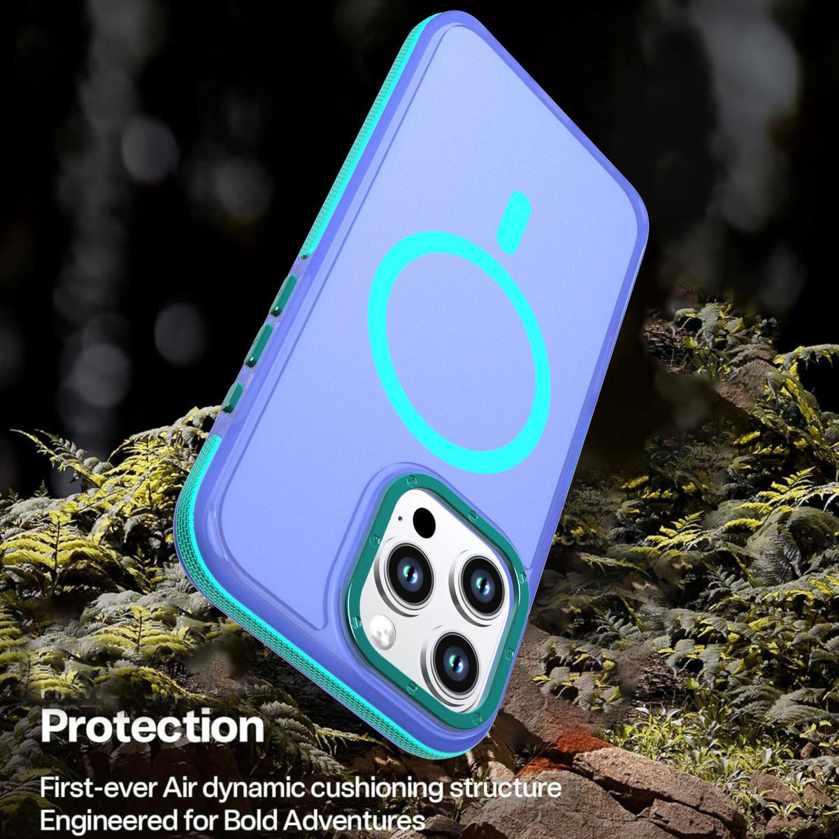 For iPhone 16 Pro Max Two-tone Contrast Magnetic Phone Case - Blue - EDA009981515B
