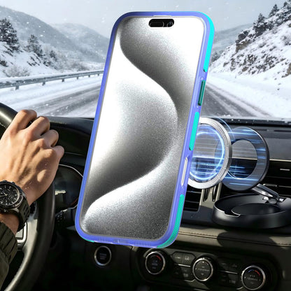For iPhone 16 Pro Max Two-tone Contrast Magnetic Phone Case - Blue - EDA009981515B