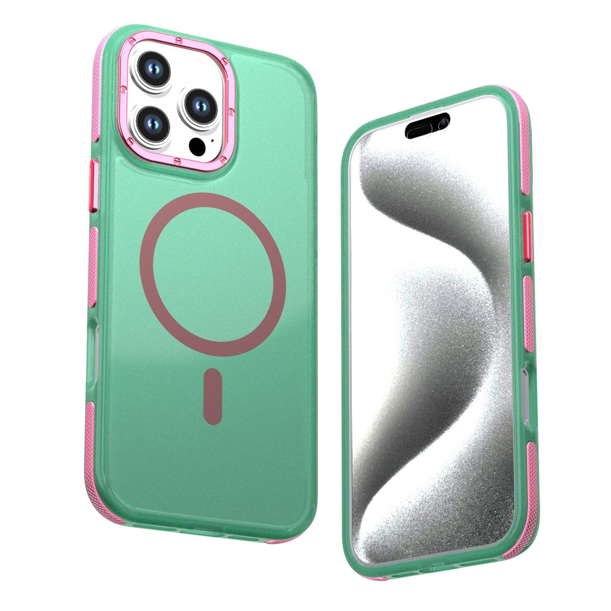 For iPhone 16 Pro Max Two-tone Contrast Magnetic Phone Case - Green - EDA009981515C