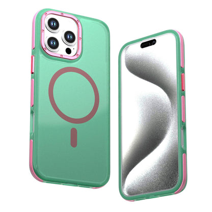 For iPhone 16 Pro Max Two-tone Contrast Magnetic Phone Case - Green - EDA009981515C