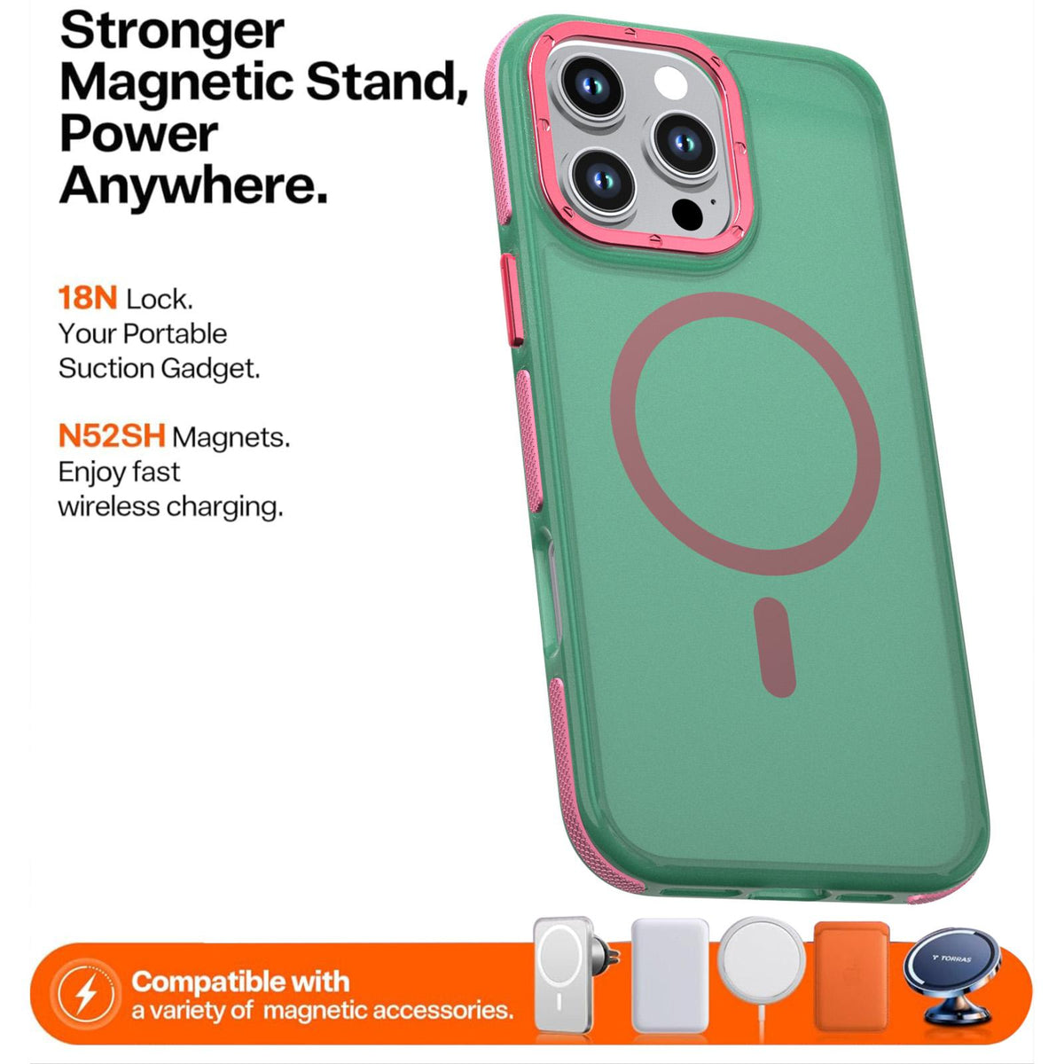 For iPhone 16 Pro Max Two-tone Contrast Magnetic Phone Case - Green - EDA009981515C