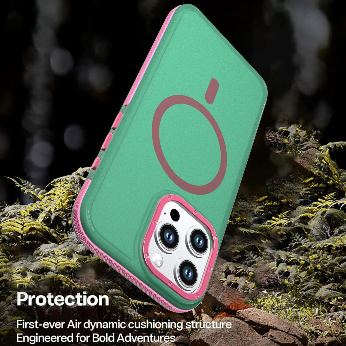 For iPhone 16 Pro Max Two-tone Contrast Magnetic Phone Case - Green - EDA009981515C