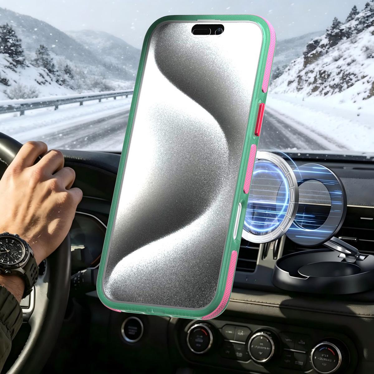 For iPhone 16 Pro Max Two-tone Contrast Magnetic Phone Case - Green - EDA009981515C