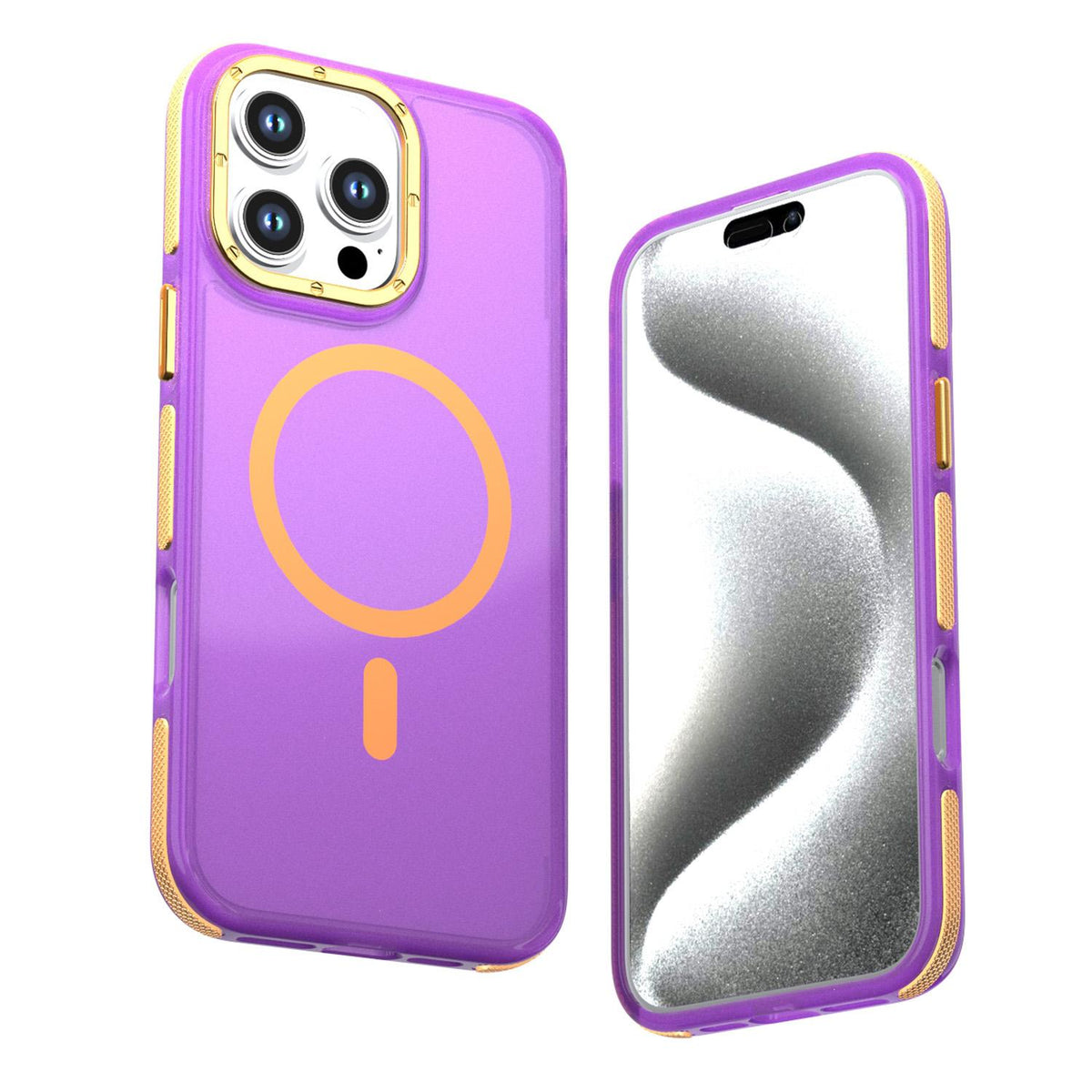 For iPhone 16 Pro Max Two-tone Contrast Magnetic Phone Case - Purple - EDA009981515D