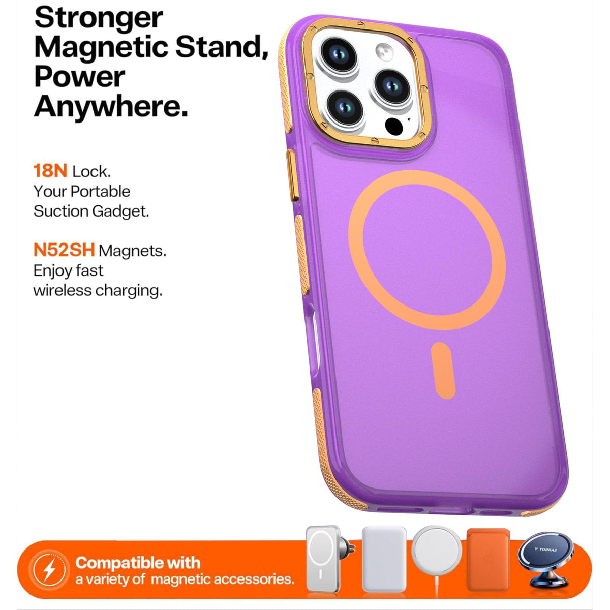 For iPhone 16 Pro Max Two-tone Contrast Magnetic Phone Case - Purple - EDA009981515D