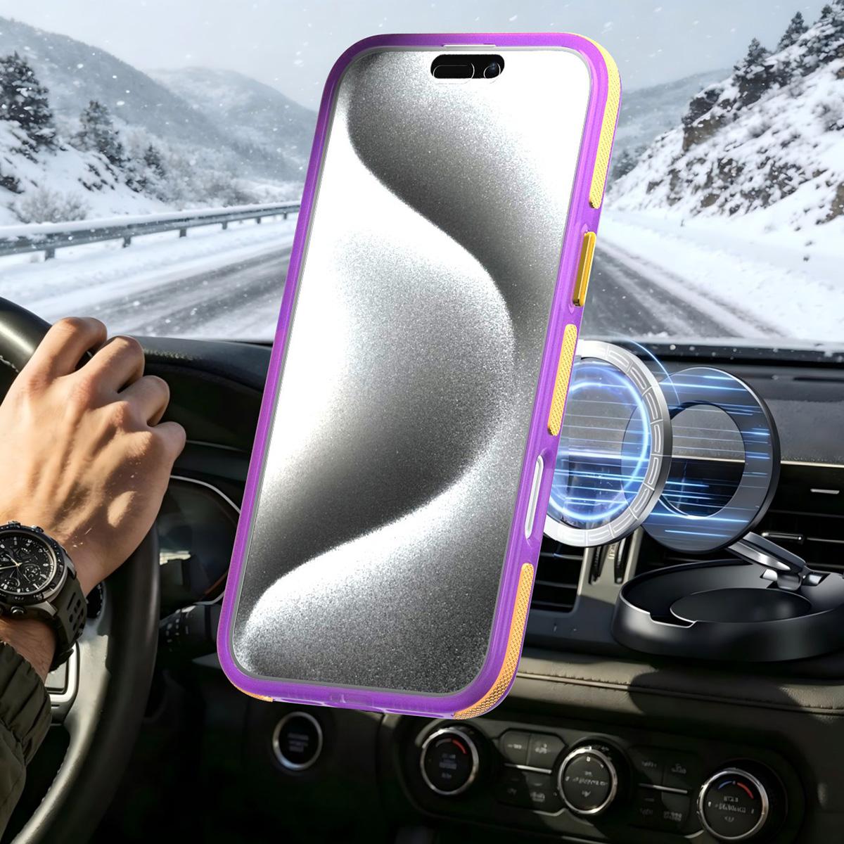 For iPhone 16 Pro Max Two-tone Contrast Magnetic Phone Case - Purple - EDA009981515D