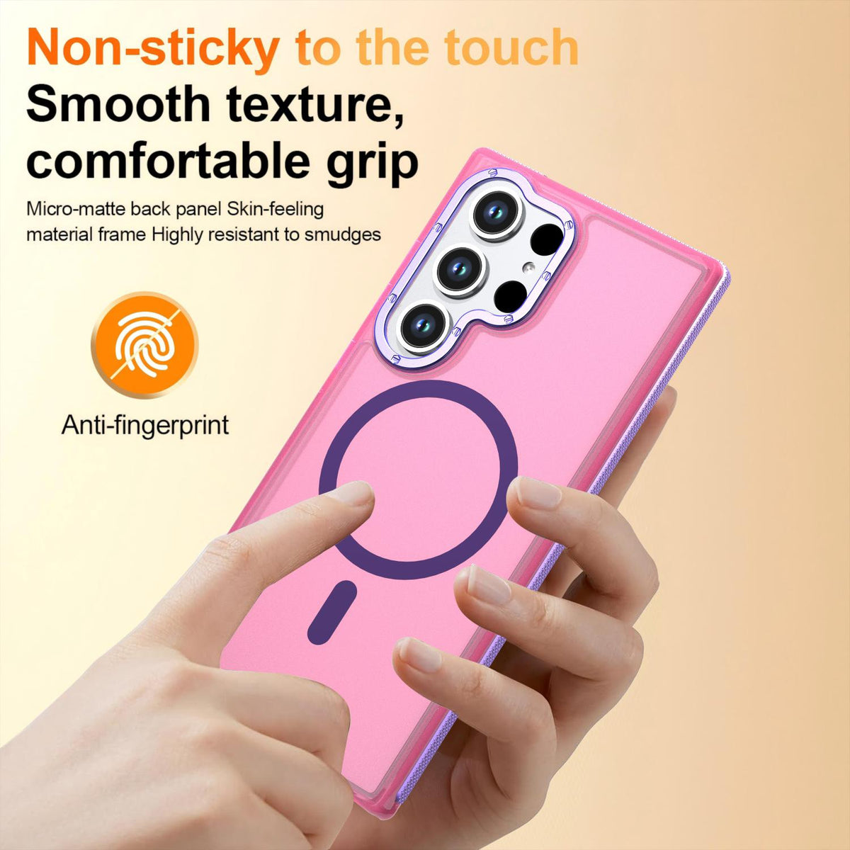 For Galaxy S23 Ultra / S22 Ultra 5G Two-tone Contrast Magnetic Phone Case - Pink - EDA009981611A