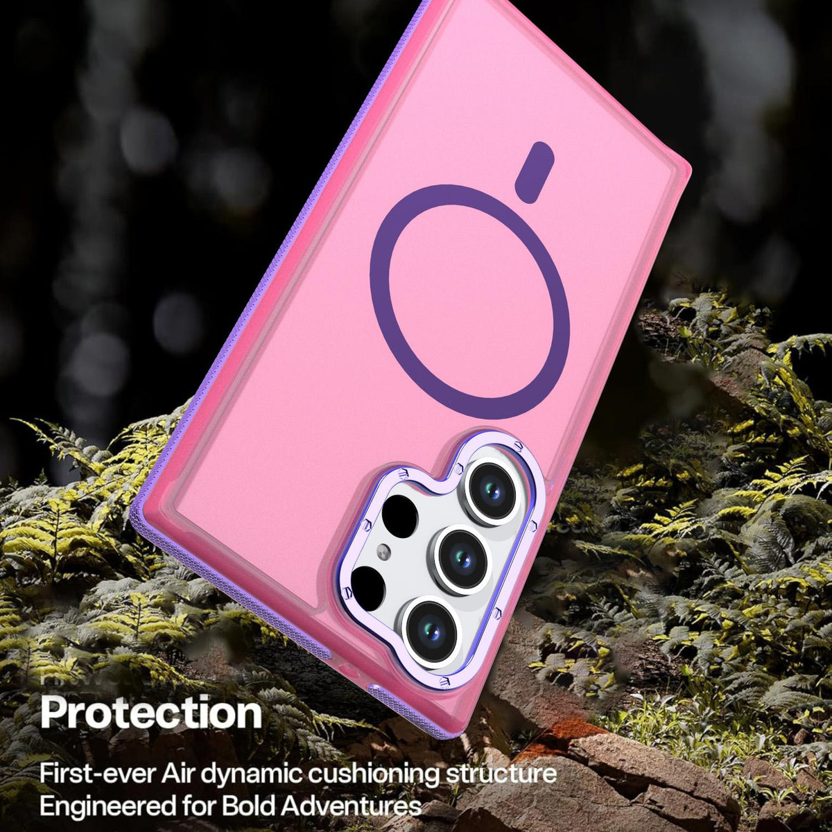 For Galaxy S23 Ultra / S22 Ultra 5G Two-tone Contrast Magnetic Phone Case - Pink - EDA009981611A