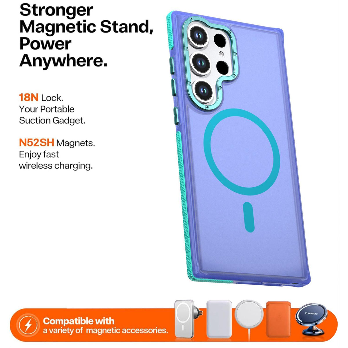 For Galaxy S23 Ultra / S22 Ultra 5G Two-tone Contrast Magnetic Phone Case - Blue - EDA009981611B