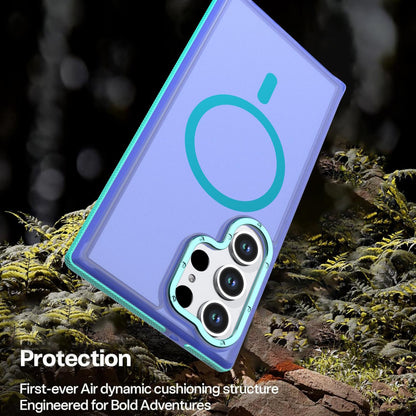 For Galaxy S23 Ultra / S22 Ultra 5G Two-tone Contrast Magnetic Phone Case - Blue - EDA009981611B