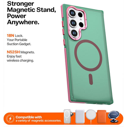 For Galaxy S23 Ultra / S22 Ultra 5G Two-tone Contrast Magnetic Phone Case - Green - EDA009981611C