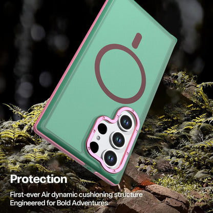 For Galaxy S23 Ultra / S22 Ultra 5G Two-tone Contrast Magnetic Phone Case - Green - EDA009981611C