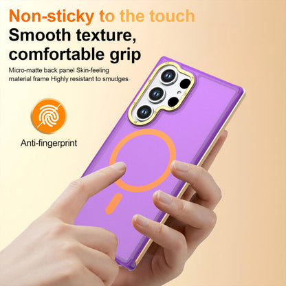 For Galaxy S23 Ultra / S22 Ultra 5G Two-tone Contrast Magnetic Phone Case - Purple - EDA009981611D