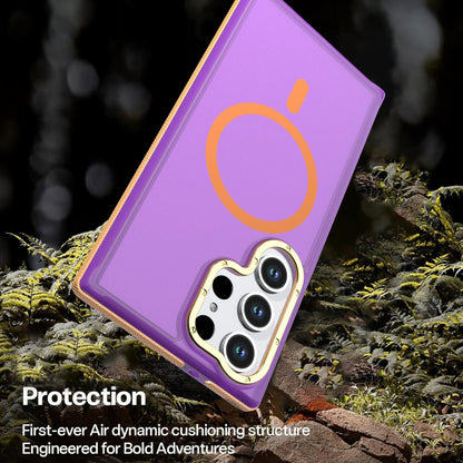 For Galaxy S23 Ultra / S22 Ultra 5G Two-tone Contrast Magnetic Phone Case - Purple - EDA009981611D