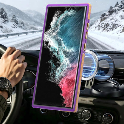 For Galaxy S23 Ultra / S22 Ultra 5G Two-tone Contrast Magnetic Phone Case - Purple - EDA009981611D