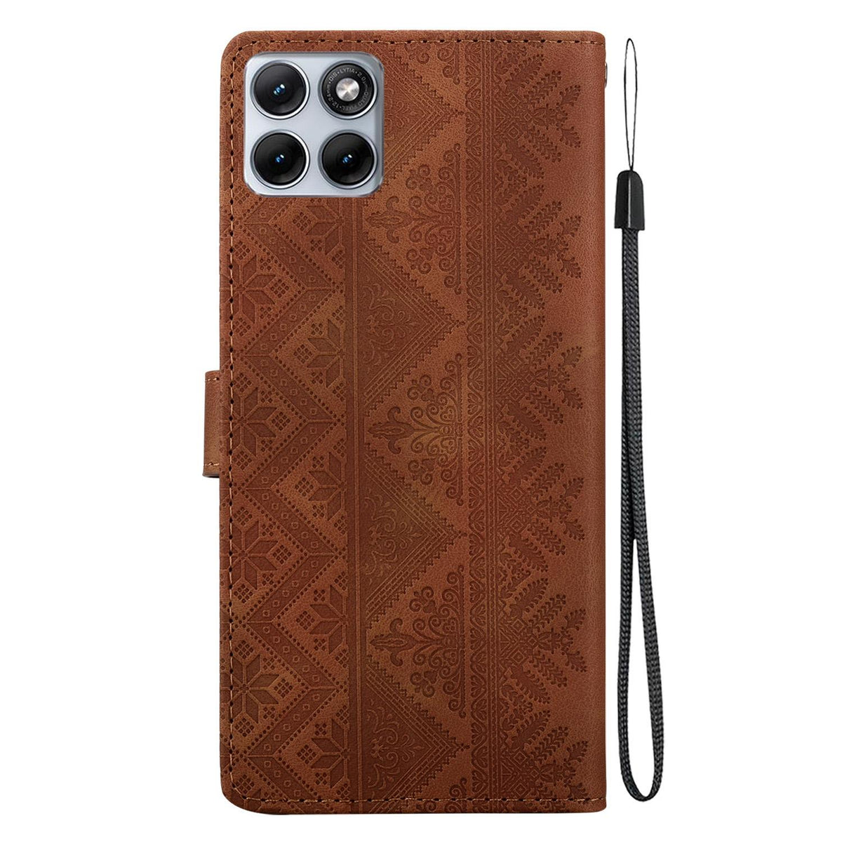 For Motorola Edge 70 Fusion 5G Ethnic Pattern Embossed Vegan Leather Phone Case - Brown - EDA009983903A